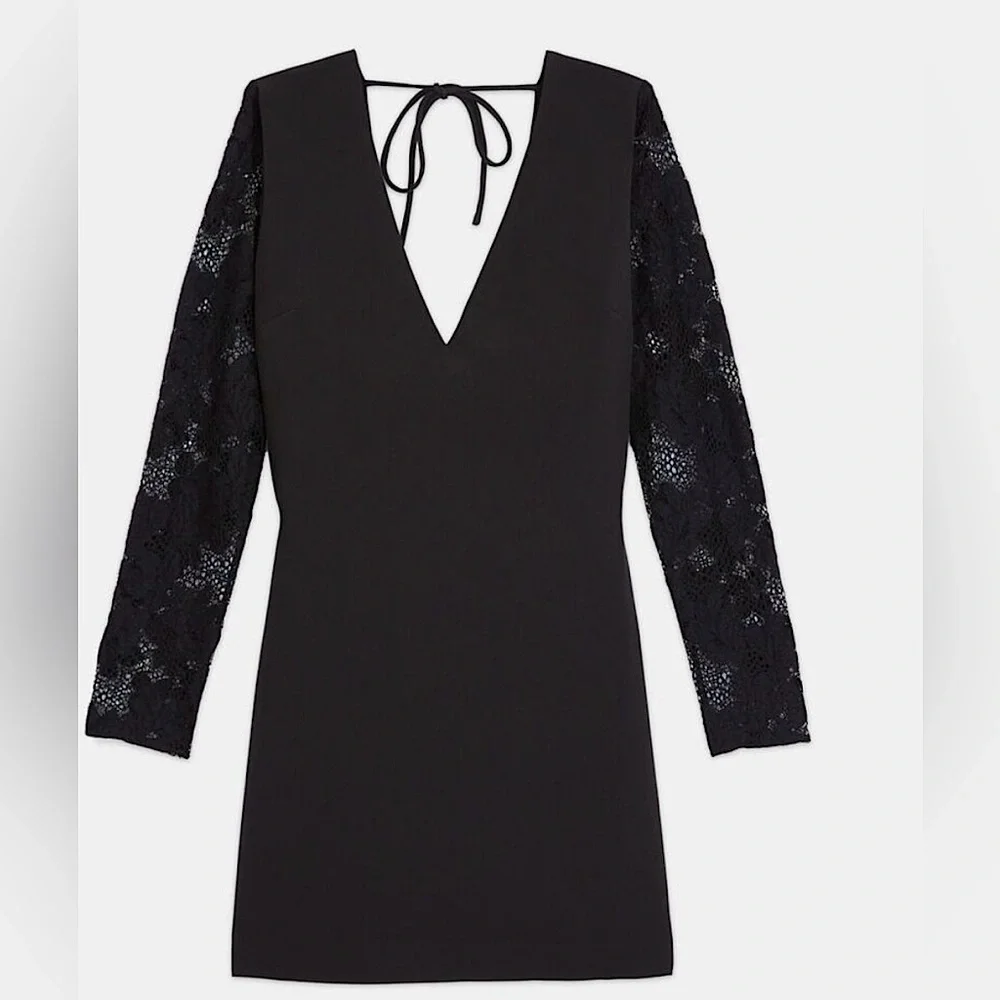 NWT The KOOPLES Vestiaire Black Lace Sleeve LBD Mini Dress Sz 3 US L Summer Date - Picture 6 of 10